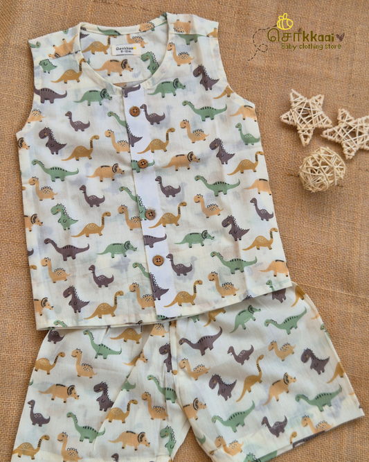 Dino World Cotton Coord Set (NB-3years) - Unisex - Sokkaai