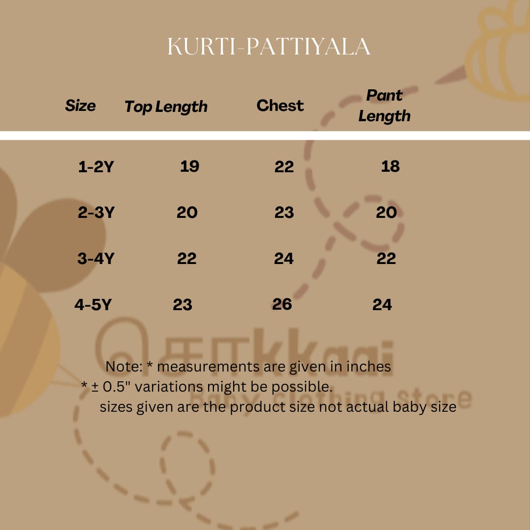 Green glaze and Rose Cotton kurti-pattiyala set for Girls (1-5years)
