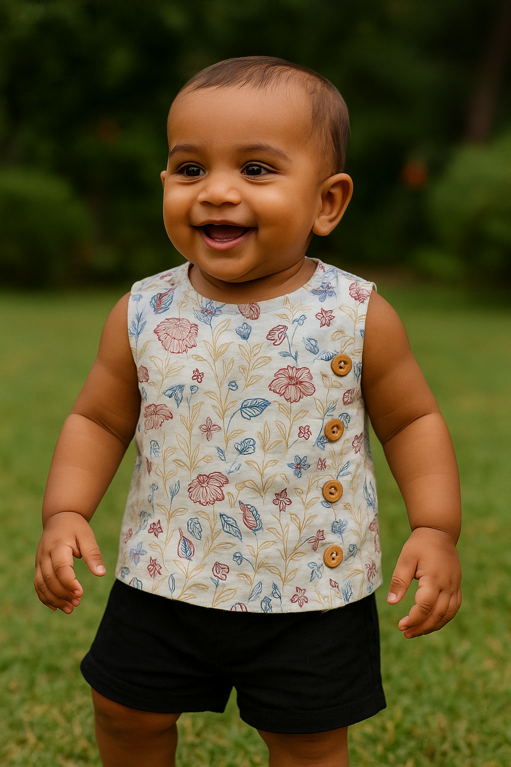 Mustard Botanica cotton Side Button Jablas (0-3years)
