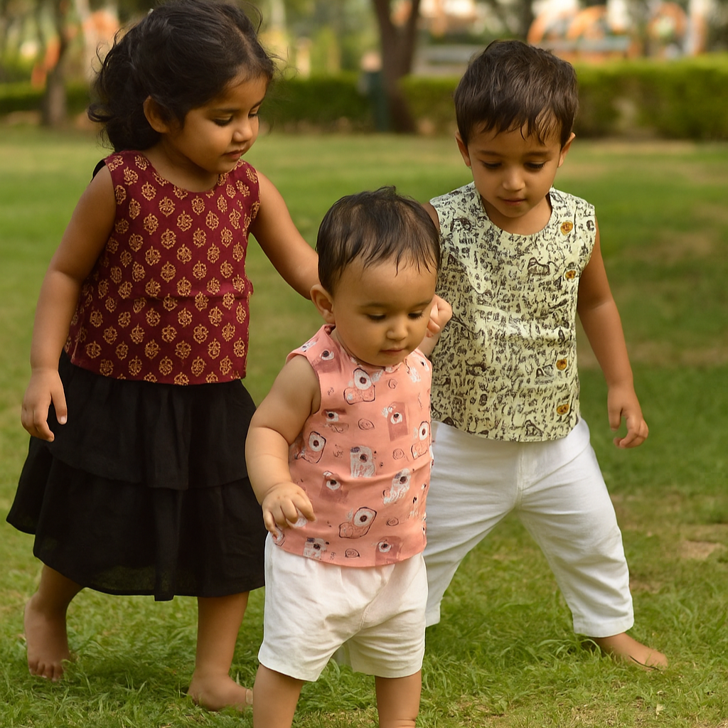 Pink dog mix cotton Side Button Jablas (0-3years)