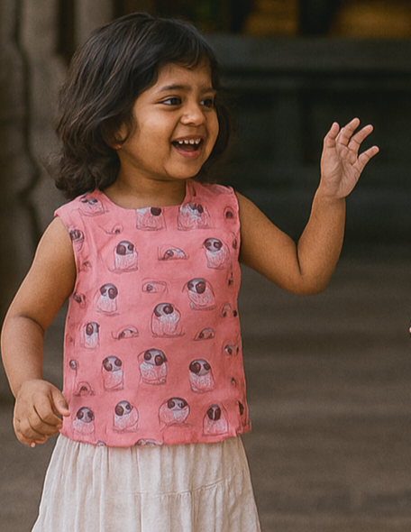 Pink dog mix cotton Side Button Jablas (0-3years)