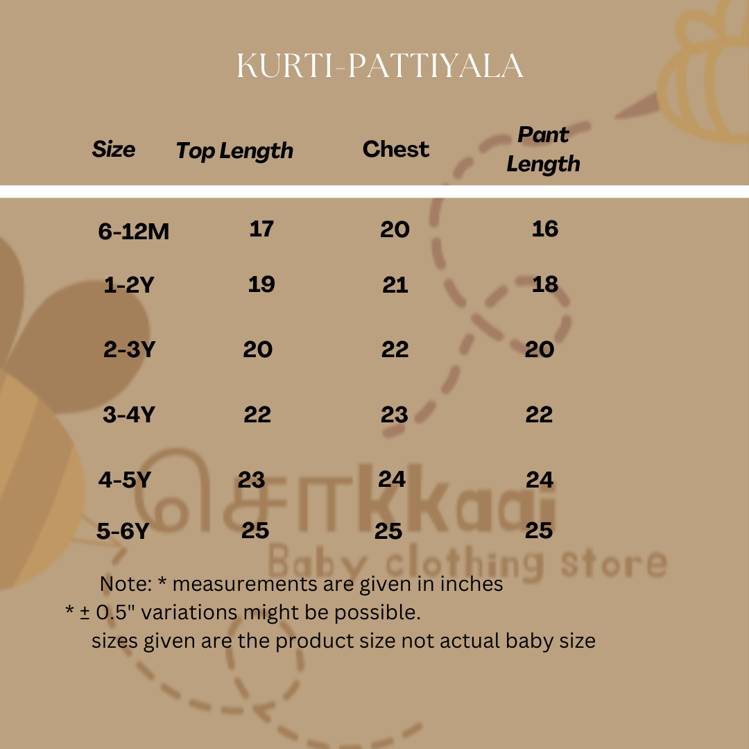 Bottle Green & Beige Cotton Kurti-Pattiyala Set Girl(6m-6years) - Sokkaai