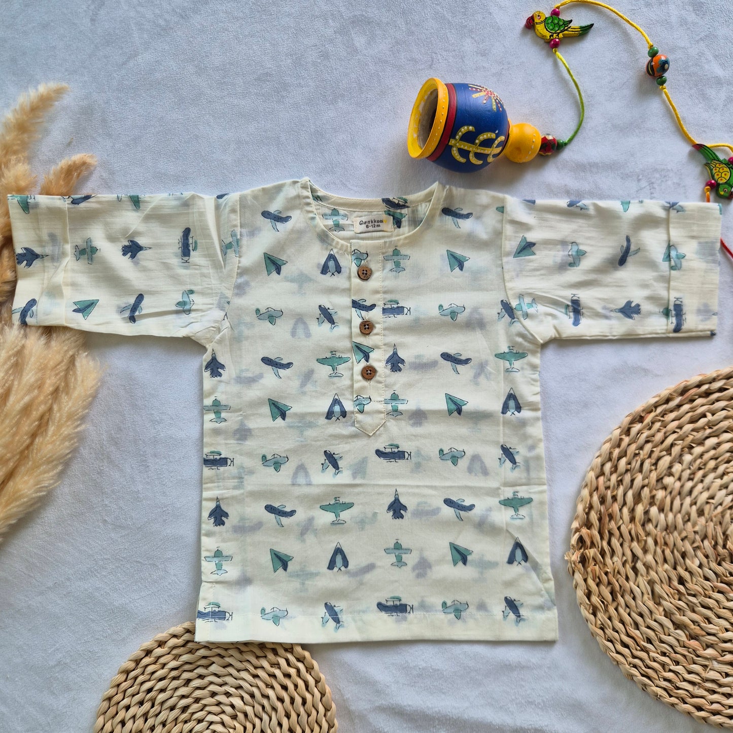 Junior Aviator mid length kurta with elbow sleeve (0-6years) Sokkaai