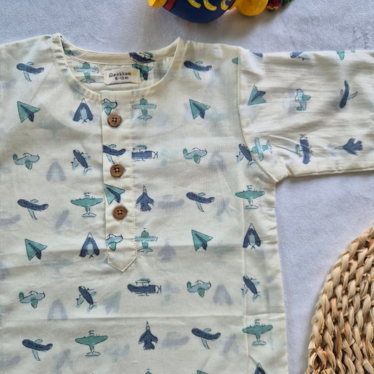 Junior Aviator mid length kurta with elbow sleeve (0-6years) Sokkaai
