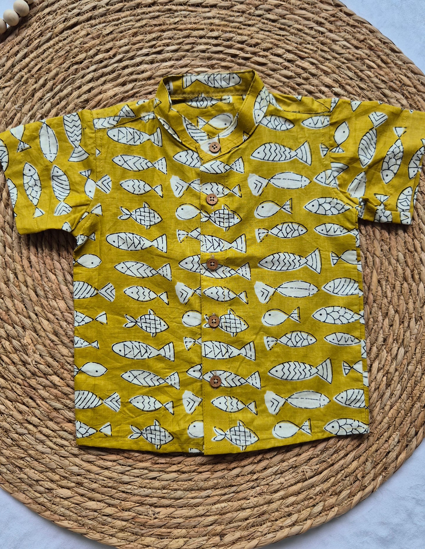 Kids Cotton Yellow Fish Shirts (1-5years)