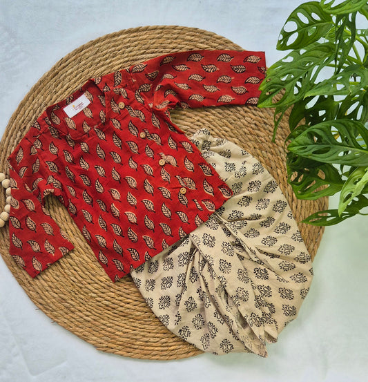 Dhoti Set Red Leaf (6m-4years)