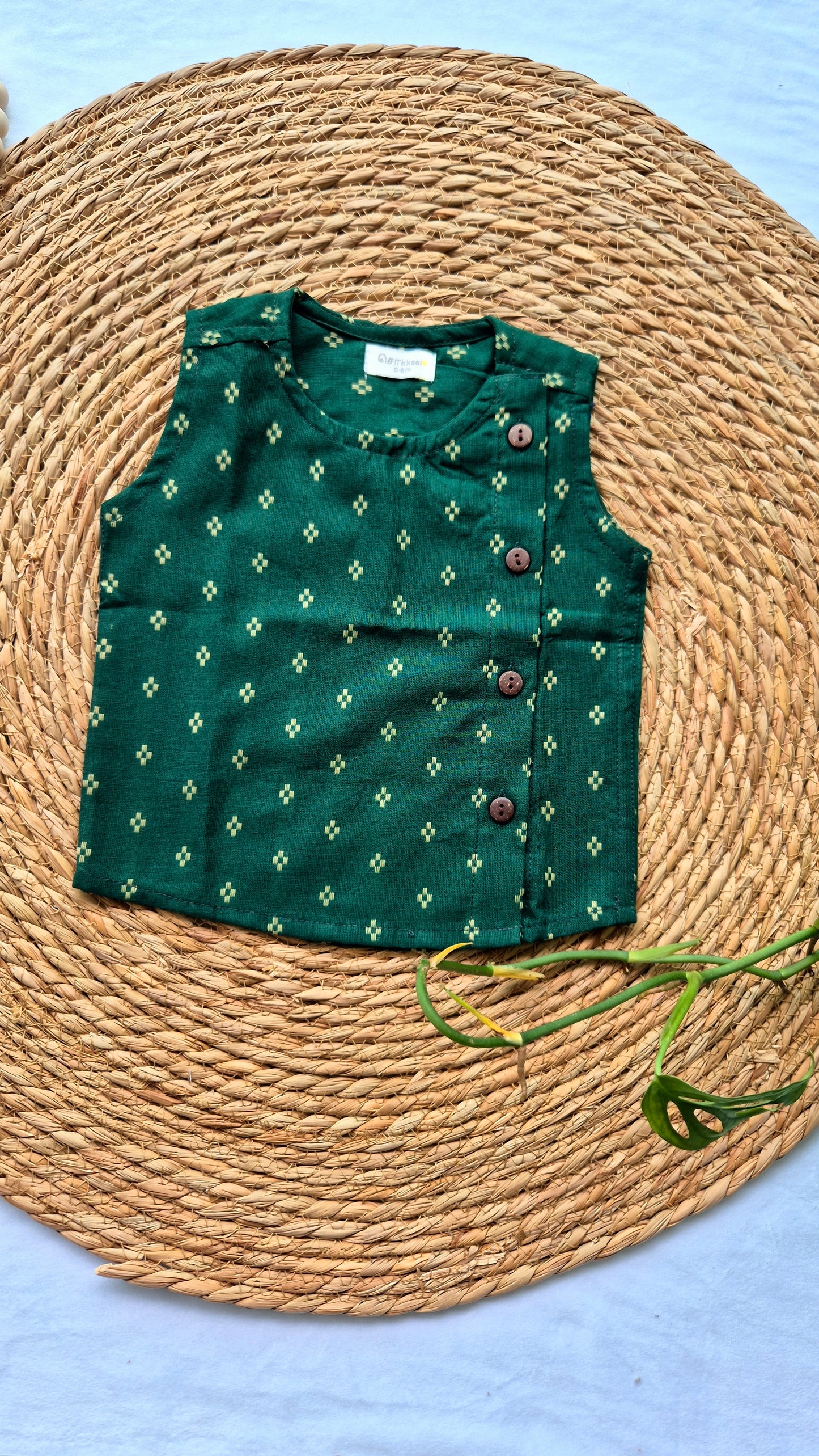 Dhoti Set Dark Green Handloom (0-2years)