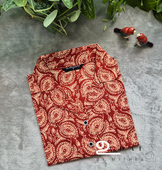 Red with mango motif Womens Crop top - S to XL