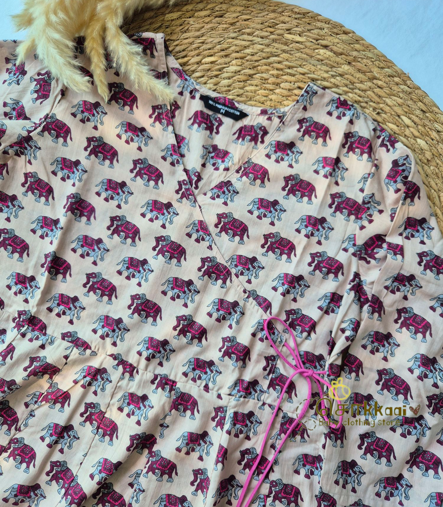 Onion pink elephant Women's anarkali (family combo) - M to XXL