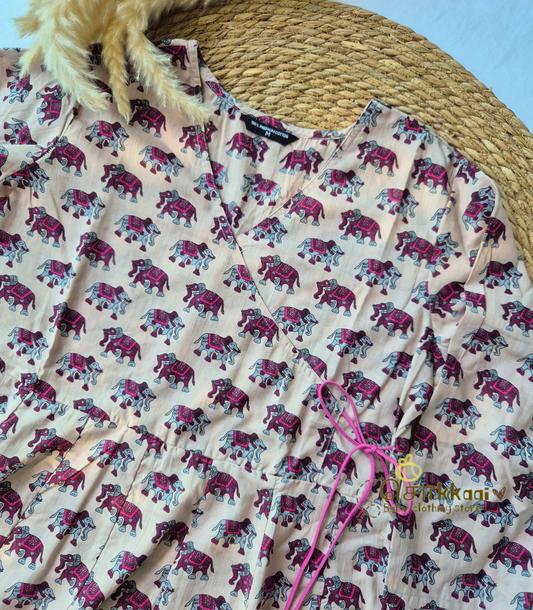 Onion pink elephant Women's anarkali (family combo) - M to XXL