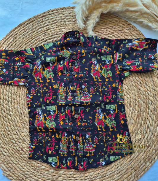 Black kalamkari Mom-Son Combo