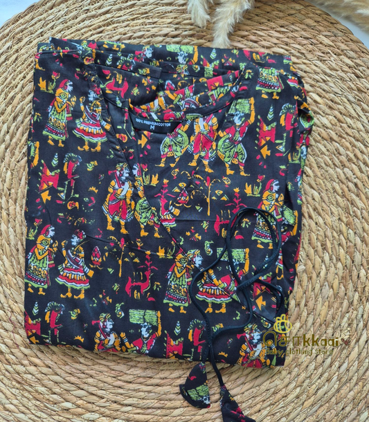 Black kalamkari Mom-Son Combo - (0 to 1 year)