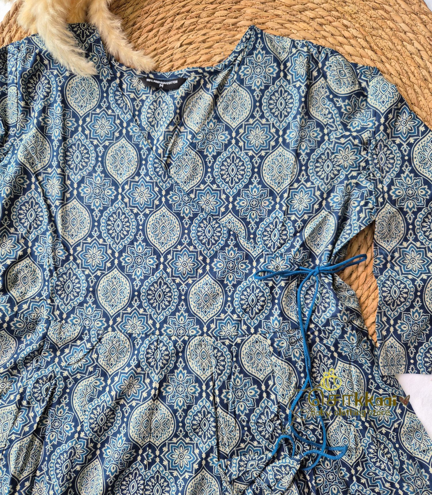 Blue ajrakh print Mom-Son Combo