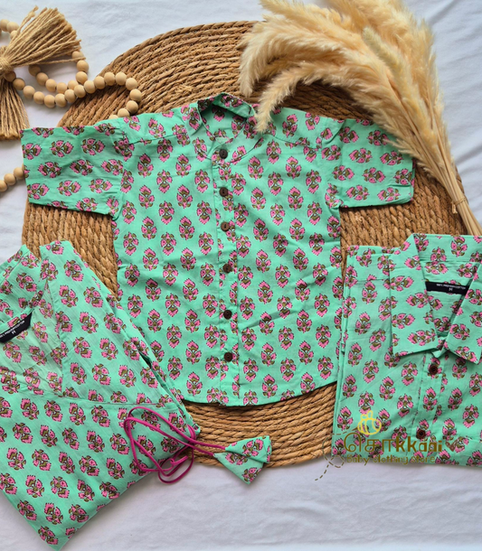 Mint green Dad-Mom-Son Combo