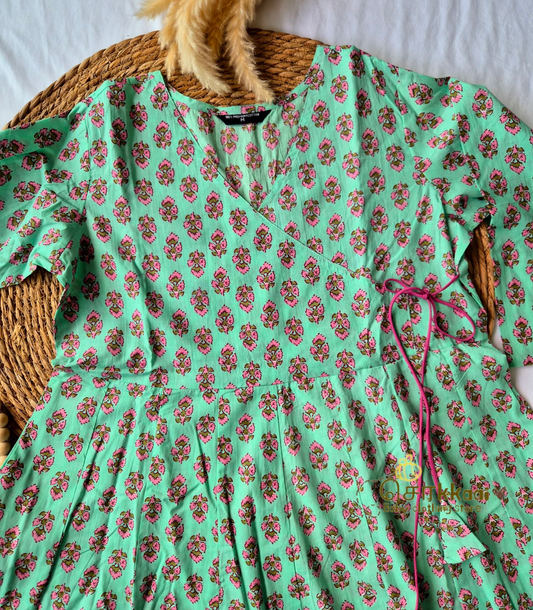 Mint green flora Women's anarkali (family combo) - M to XXL