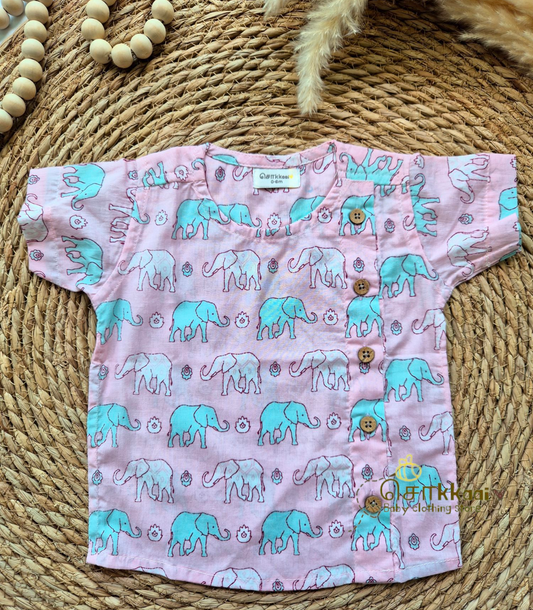 Pink elephant Kids Cotton Shirt (Nb to 3years)