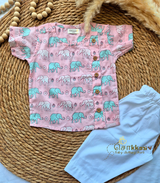 Pink elephant Kids Cotton Shirt (Nb to 3years)