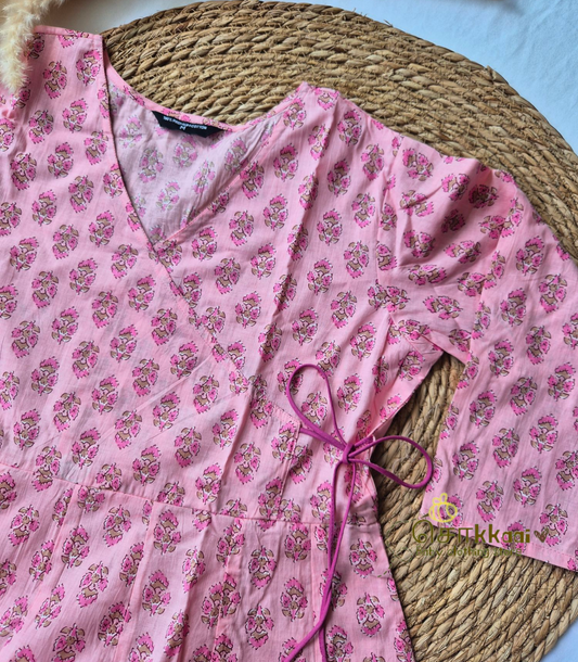 Pink floral Women's anarkali (family combo) - M to XXL