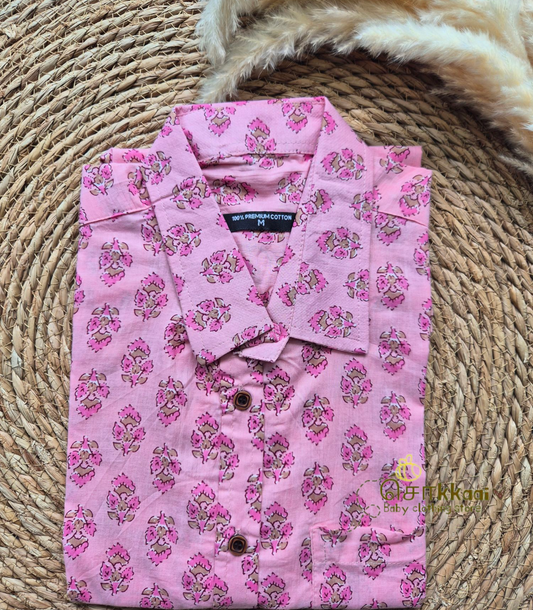 Pink floral Men's shirt (family combo) - M to XXL