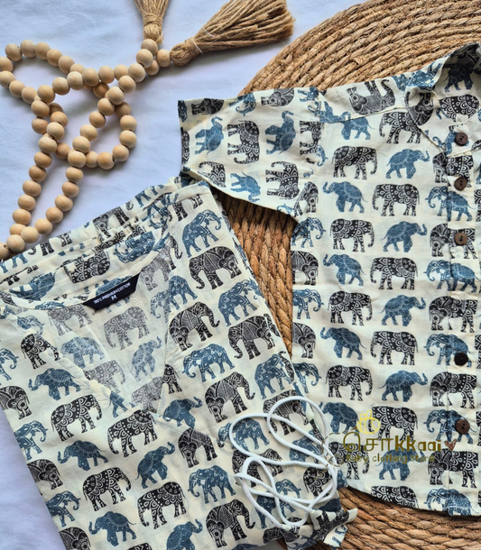 Blue Elephant Mom-Son Combo