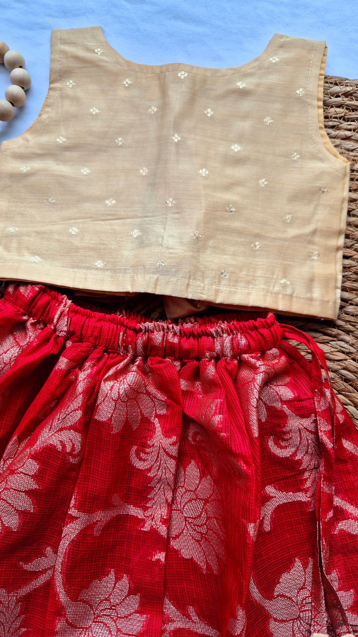 Red and Biege Skirt and top for Girls (1-4years)