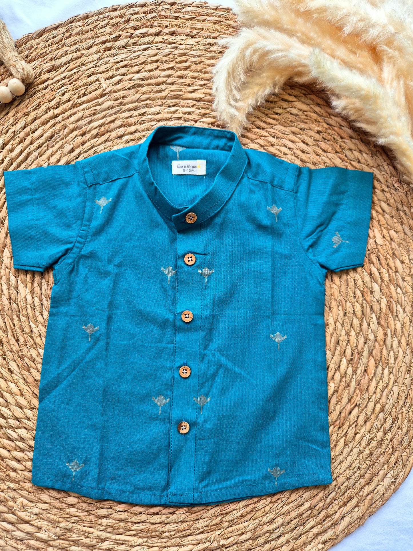 Peacock blue lotus Kids Shirt (6m to 5years)