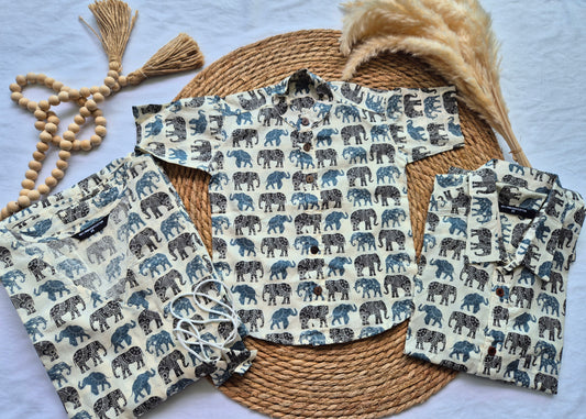 Blue Elephant Dad-Mom-Son Combo