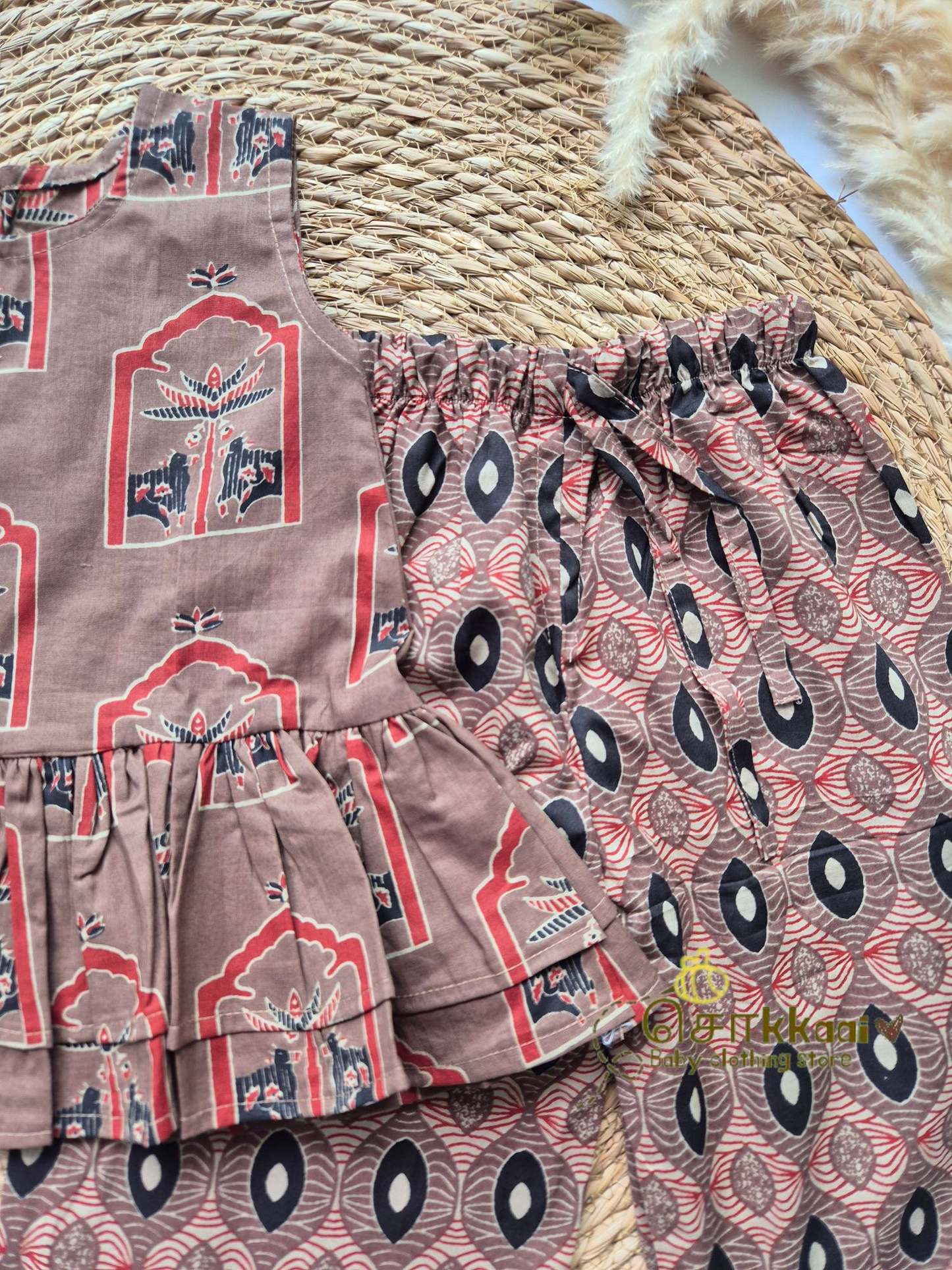 Brown Pichwai palazzo set (1-5years)