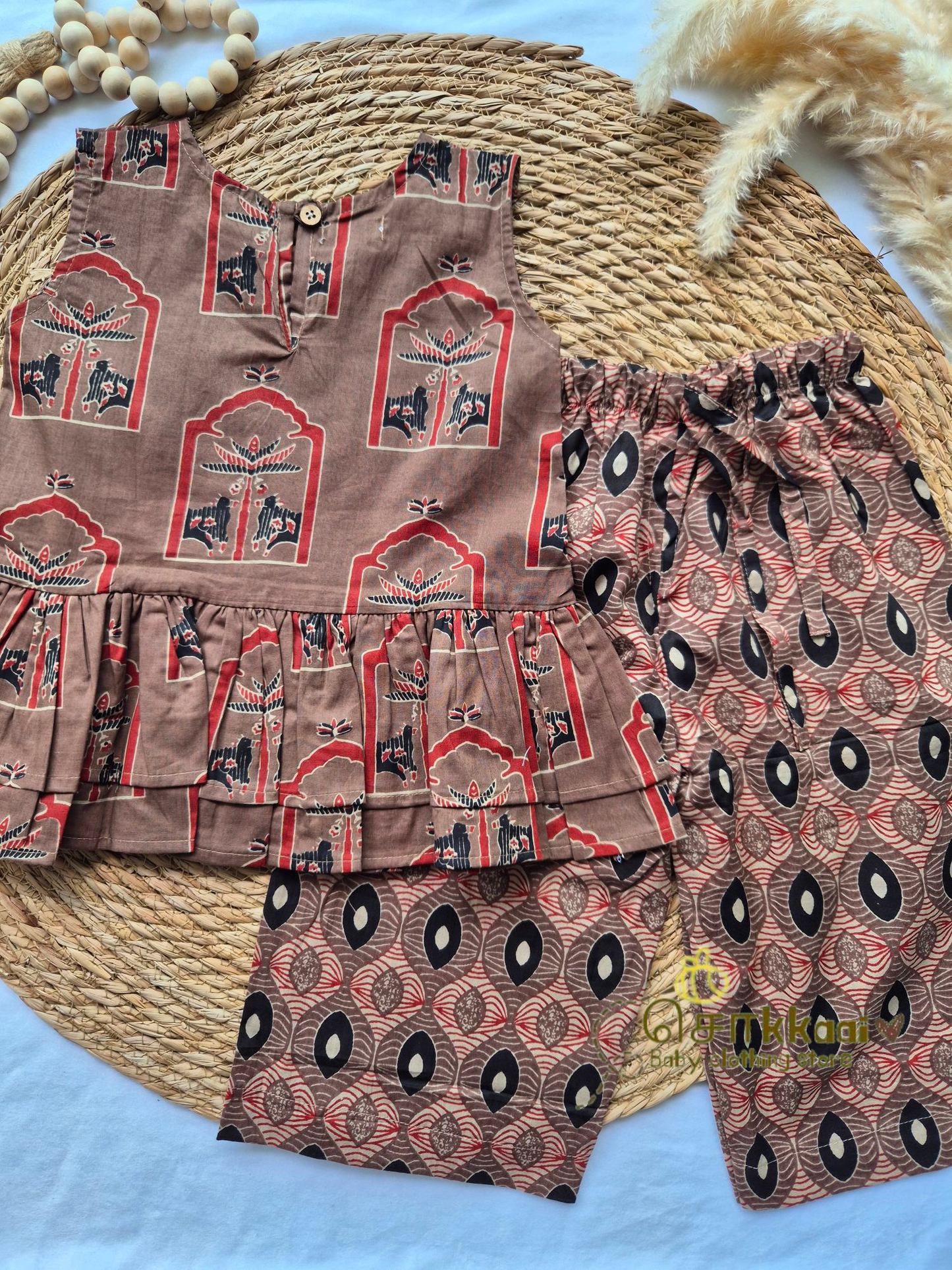 Brown Pichwai palazzo set (1-5years)