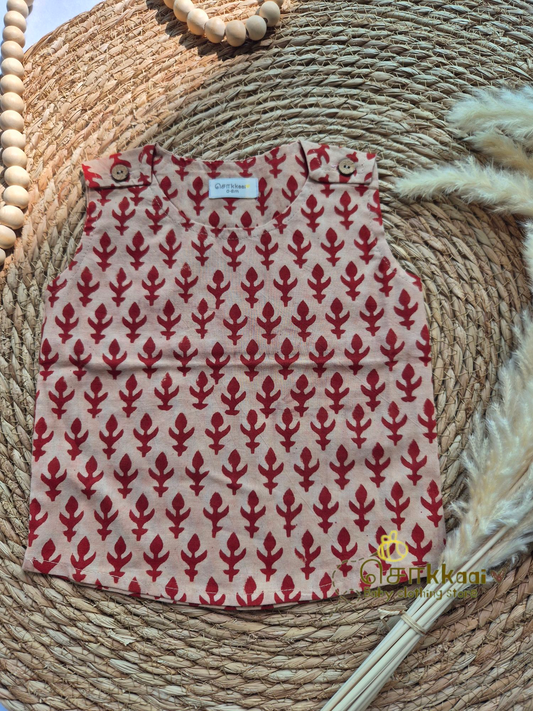 Red butta shoulder button sleeveless set (0-3years) - Unisex/ Girl / Boy
