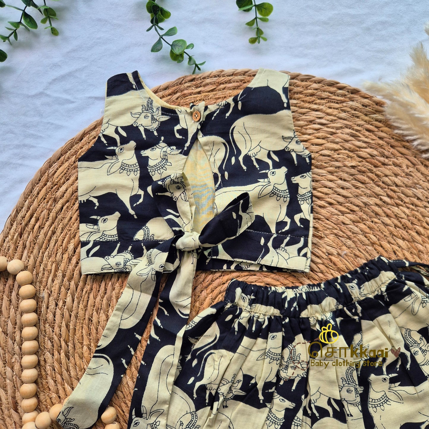 Black Pichwai Cow Skirt and top Girls (6m-6years) - Sokkaai