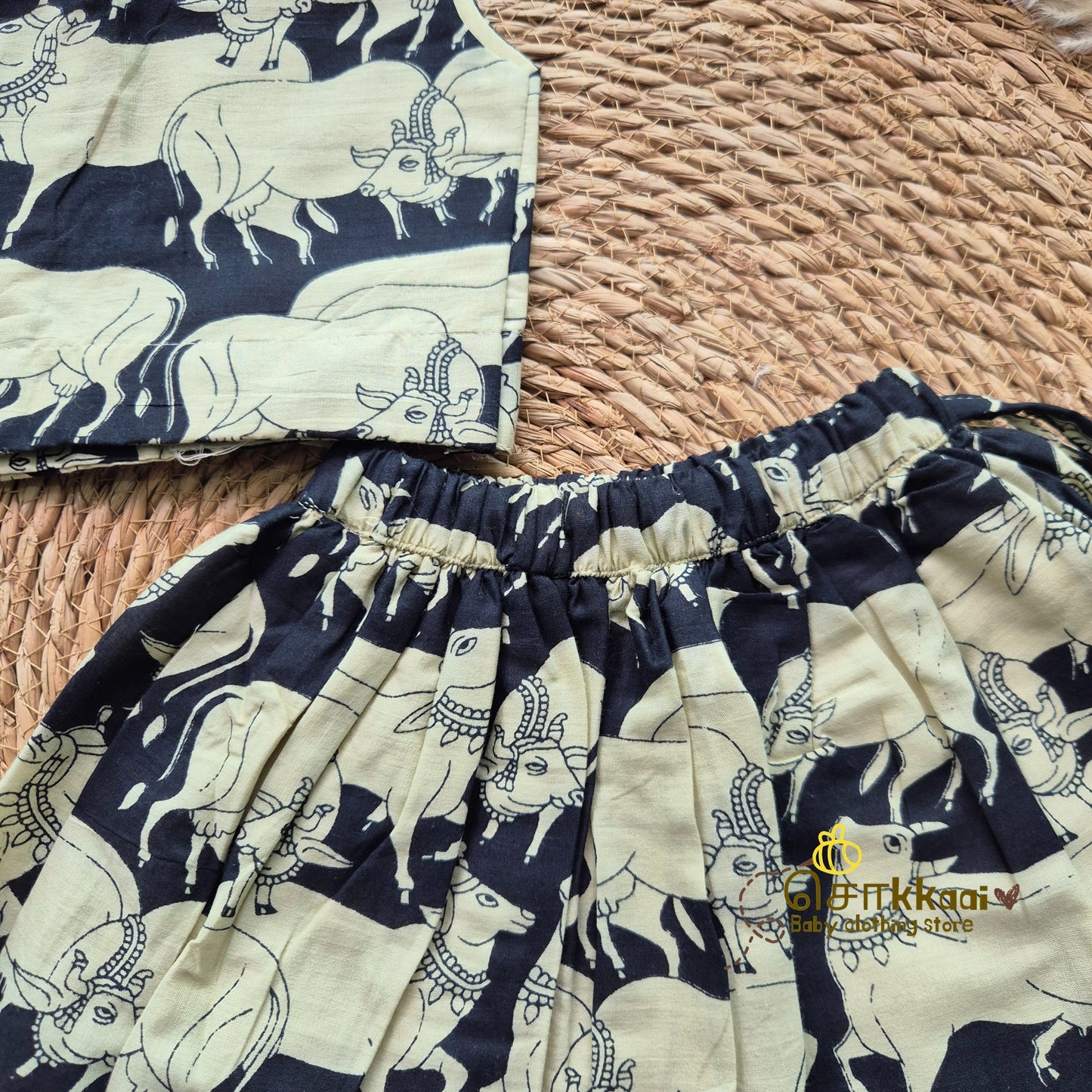 Black Pichwai Cow Skirt and top Girls (6m-6years) - Sokkaai