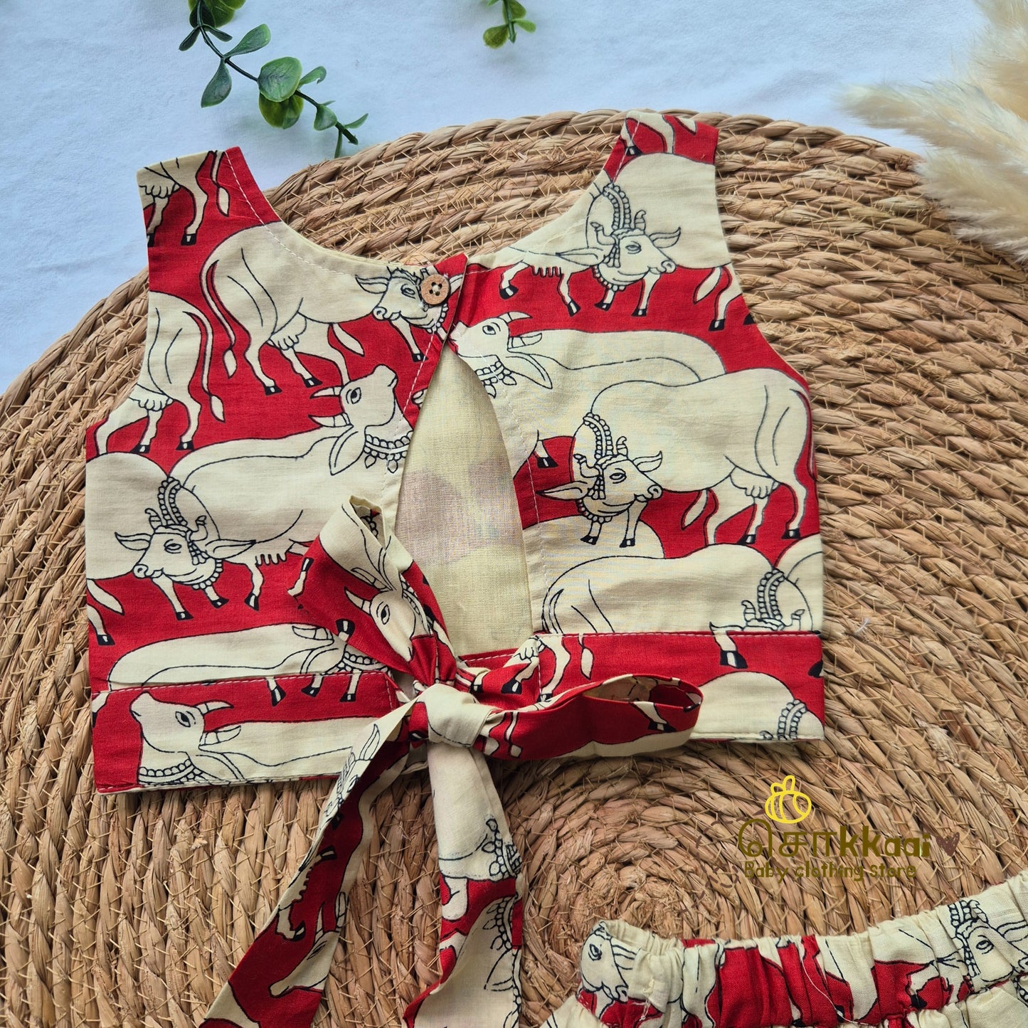 Red Pichwai Cow Skirt and top Girls (6m-6years) - Sokkaai