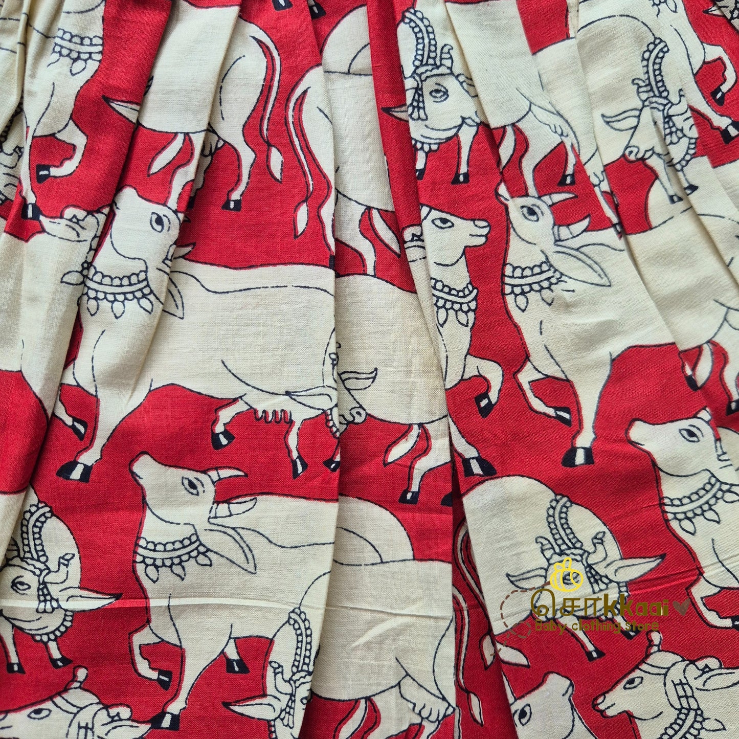 Red Pichwai Cow Skirt and top Girls (6m-6years) - Sokkaai