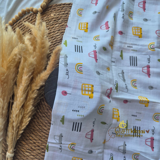 Happy wheels muslin(swaddle & wash cloth) - Sokkaai (Copy)