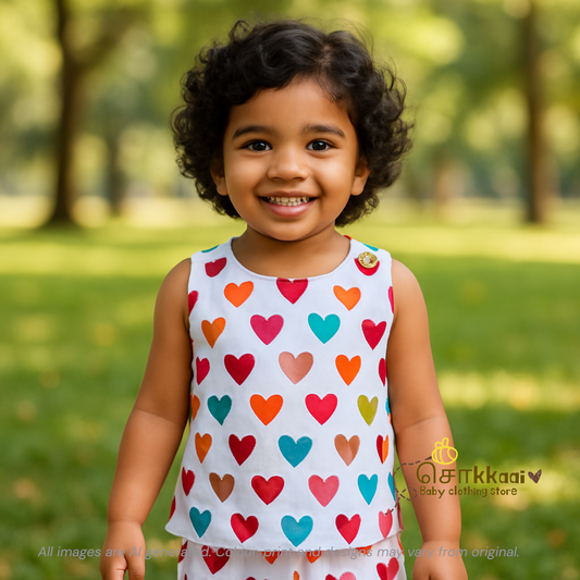 Heart candy cotton Coord Set (0-3years) - Unisex