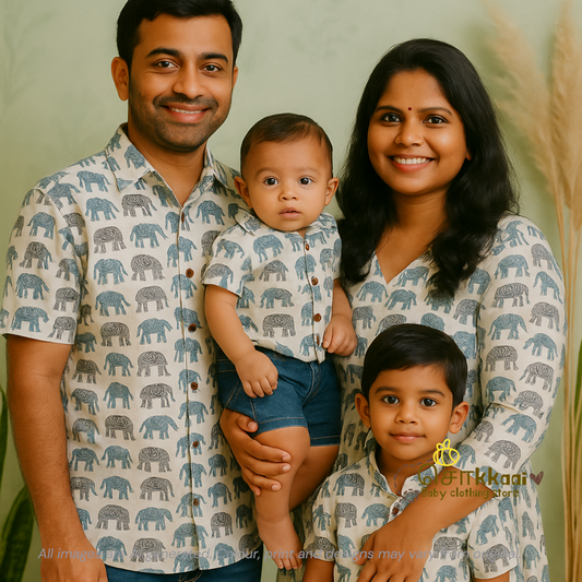 Blue Elephant Mom-Son Combo - (0 to 1 year)