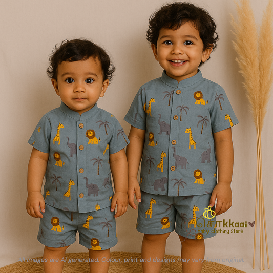 Dusty safari cotton Coord Set - Boy (2-5years)
