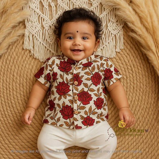 Rosewood charm cotton Kids Shirt (0 to 3years)