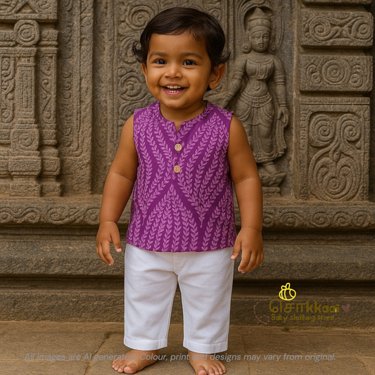 Lavender trail cotton kids top (0 to 3years)