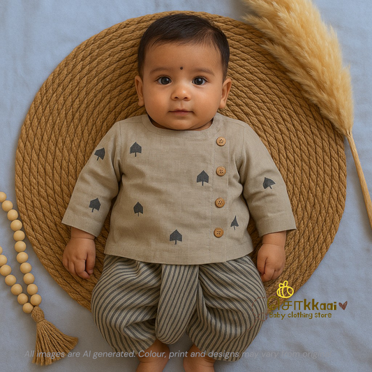 Spade bloom kids cotton dhoti set (0-3yrs)
