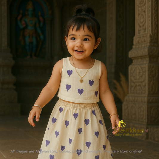 Purple heart Cotton Skirt and top for Girls (1-4years) - Sokkaai