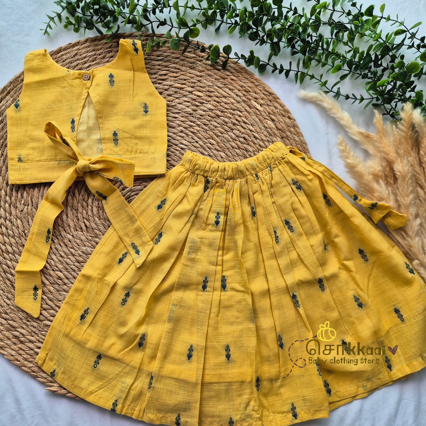 Yellow & Blue Butta Skirt and top Girls (6m-6years) - Sokkaai