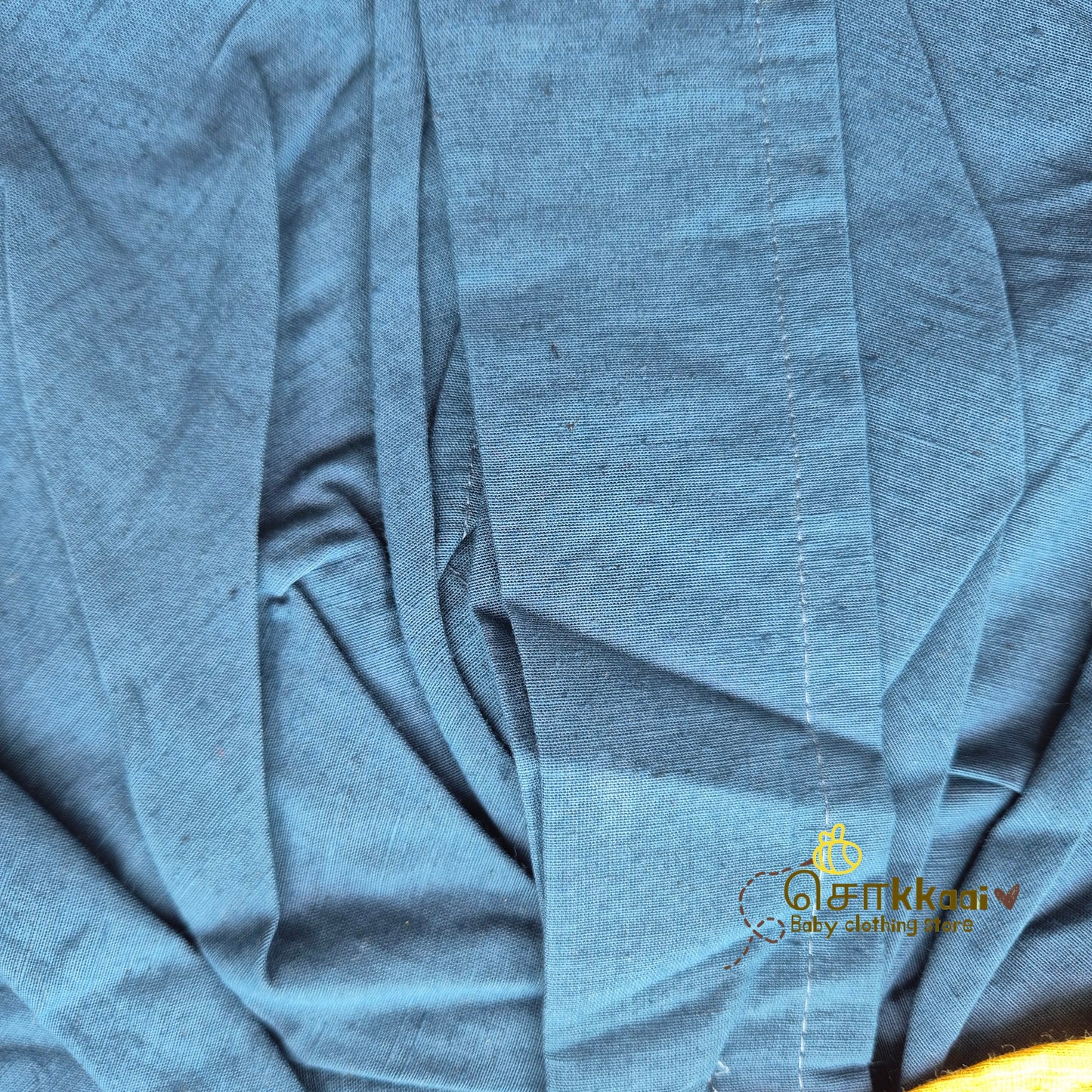 Yellow & Blue Butta Cotton Kids Dhoti Set (0-5yrs) - Sokkaai