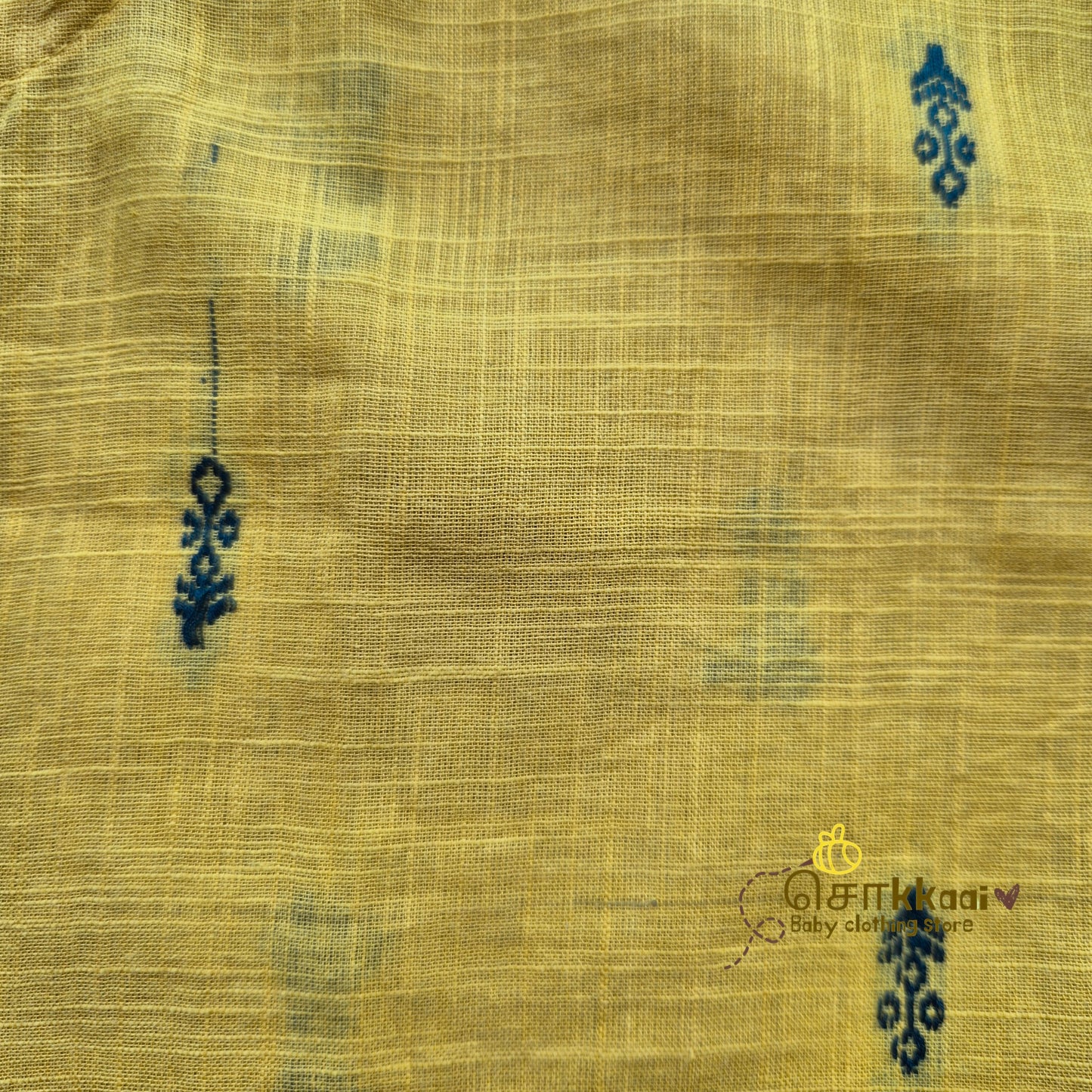 Yellow & Blue Butta side button sleeveless top (0-5years) - Sokkaai