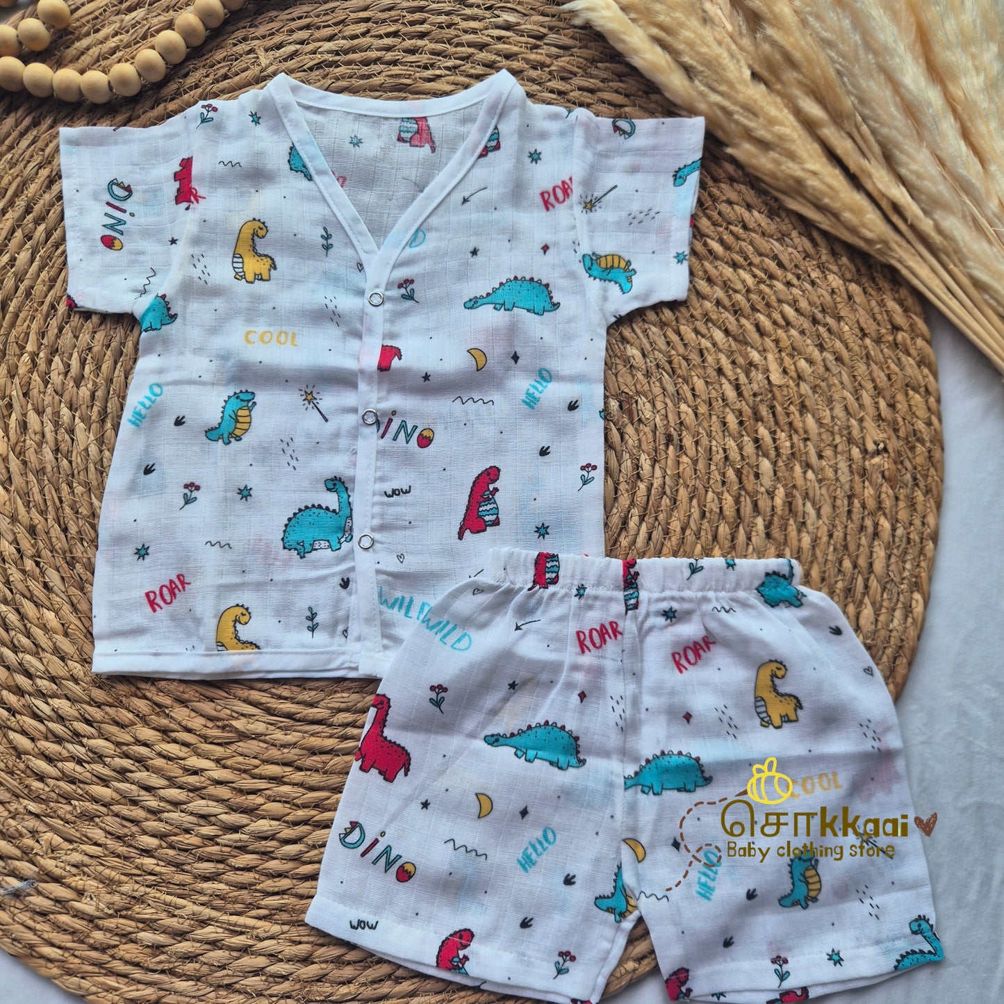 100% Organic Muslin Coord Set (0 to 6m) - Sokkaai