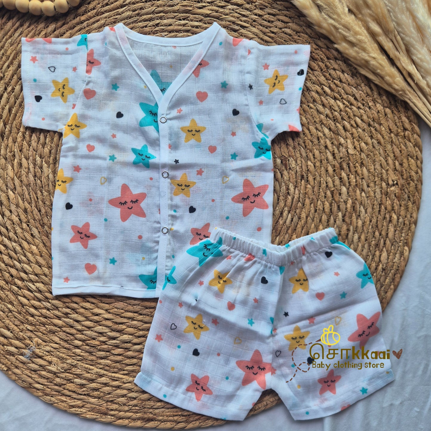 100% Organic Muslin Coord Set (0 to 6m) - Sokkaai