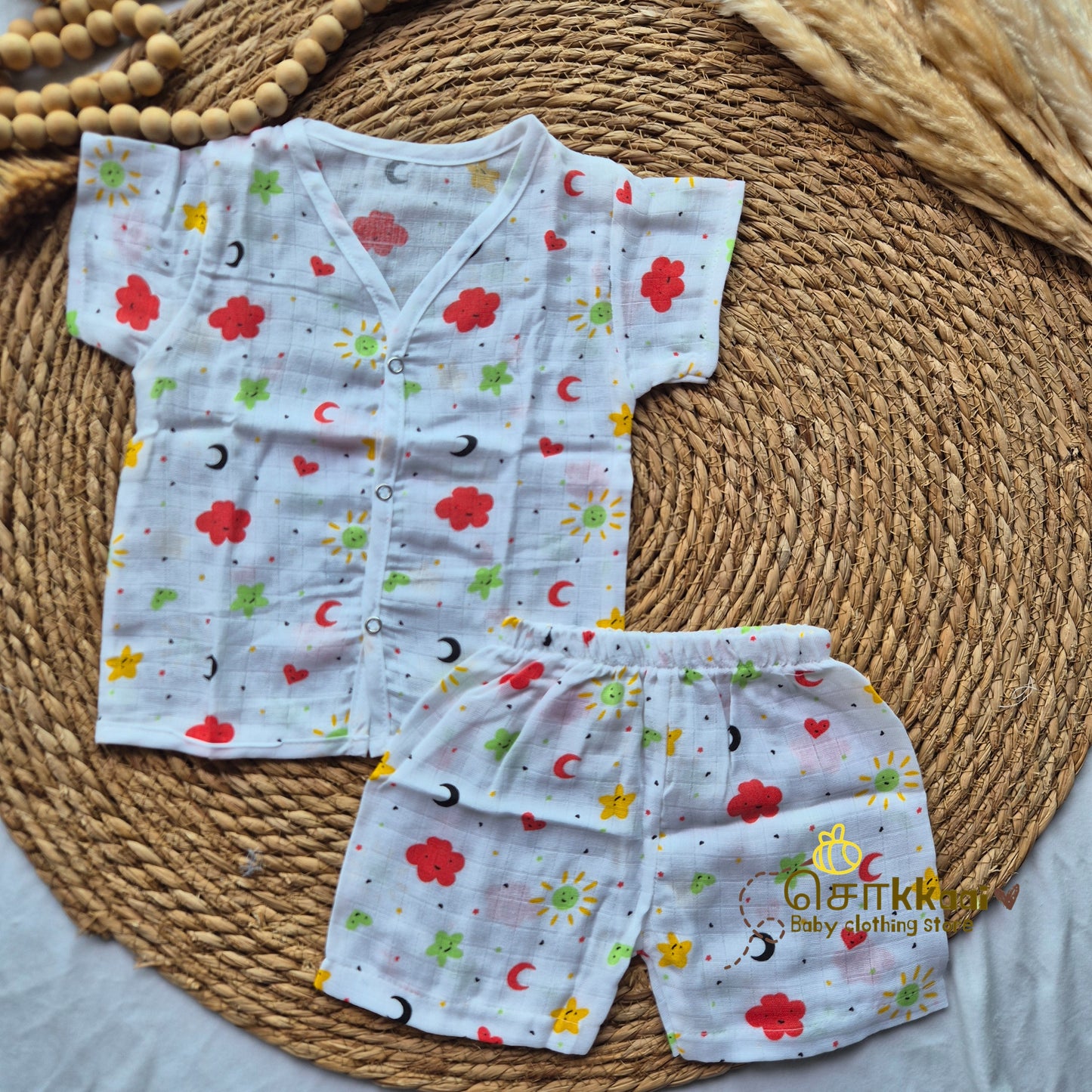 100% Organic Muslin Coord Set (0 to 6m) - Sokkaai
