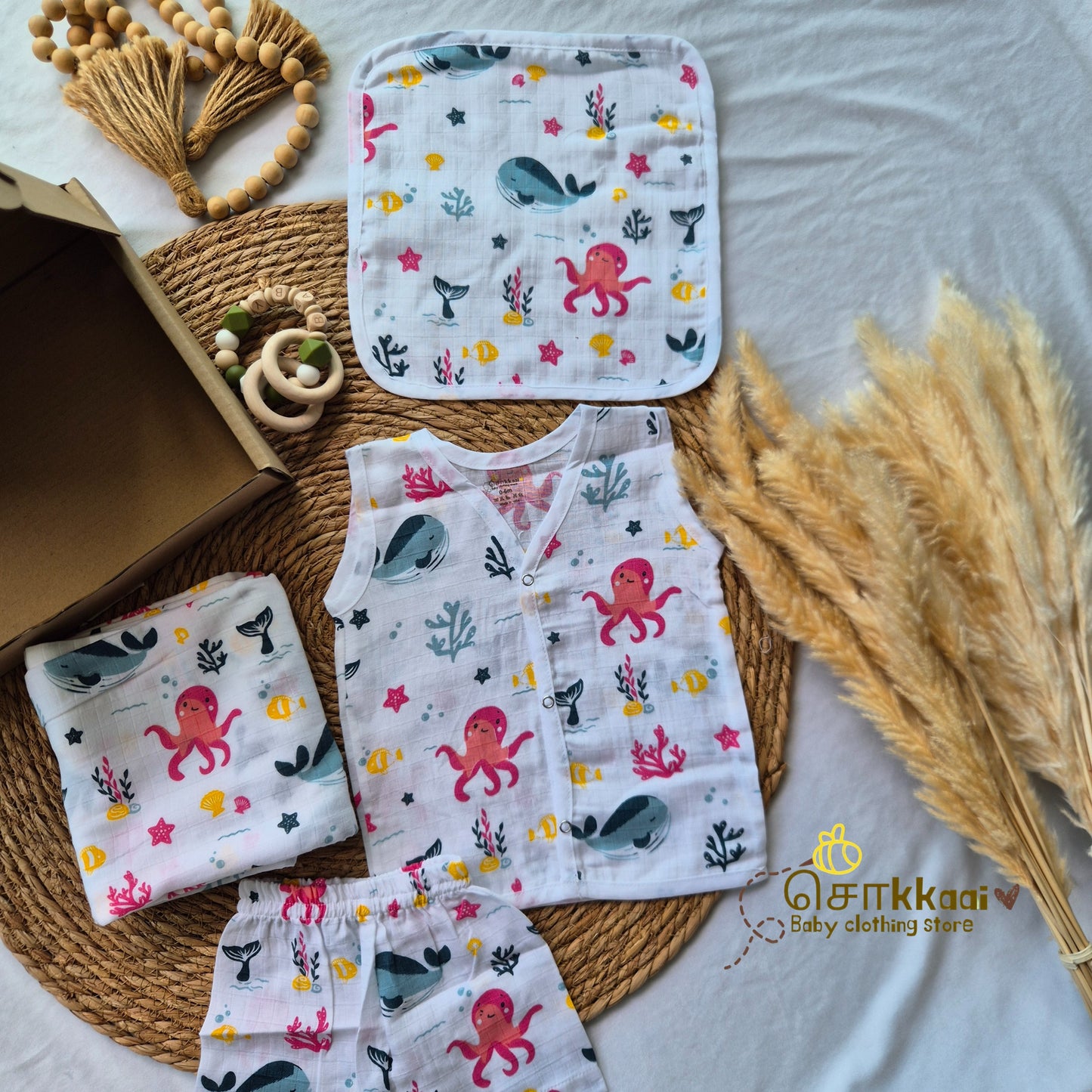 Sokkaai Soft Muslin Cotton GIFT BOX - Deep Sea Giggles (0 to 12m) - Sokkaai
