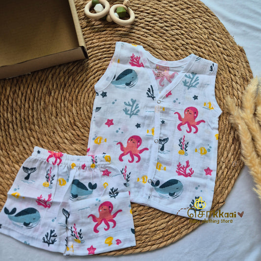 Sokkaai Soft Muslin Cotton - Deep Sea Giggles (0 to 12m) - Sokkaai